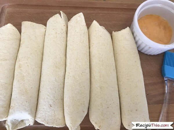 Air Fryer Chicken Taquitos with egg wash