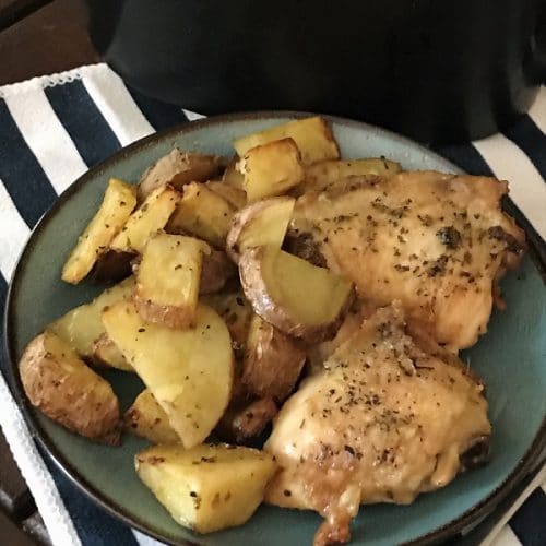 Air Fryer Chicken Thighs & Potatoes