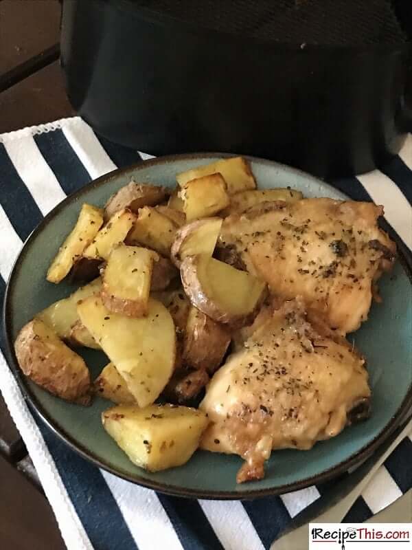 Air Fryer Chicken Thighs & Potatoes