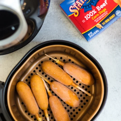 Cook corn dogs in air outlet fryer