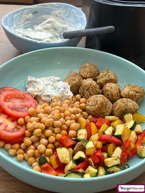 Air Fryer Frozen Falafel Bowl