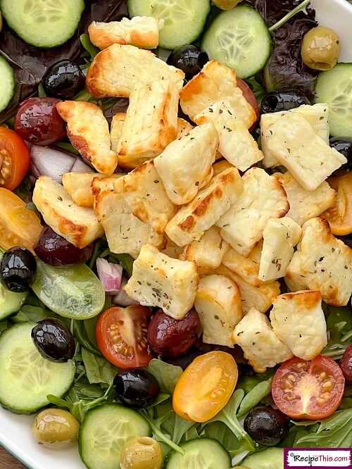 Air Fryer Halloumi Greek Salad