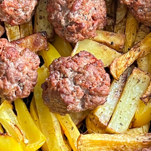 Air Fryer Meatball & Potato Traybake