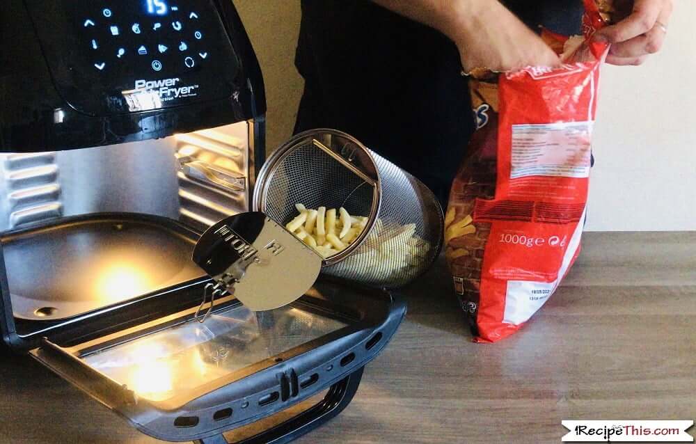 Air Fryer Oven Frozen French Fries Into Rotating Basket