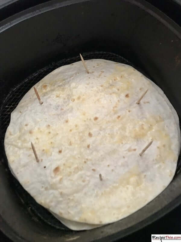 Air Fryer Quesadilla with cocktail sticks