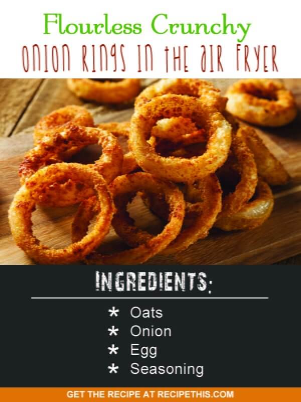 Airfryer Recipes | flourless crunchy onion rings in the air fryer recipe from RecipeThis.com
