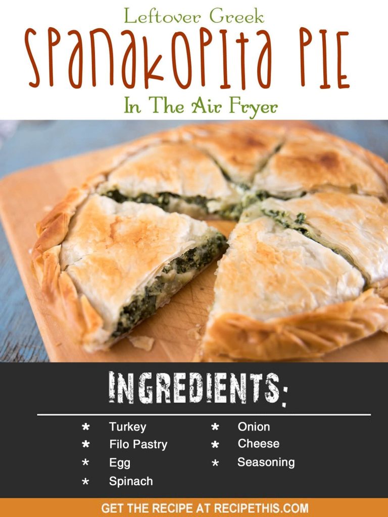 Air Fryer Recipes | leftover Greek Spanakopita pie in the air fryer recipe from RecipeThis.com