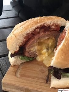 Air Fryer Stuffed Hamburgers sliced