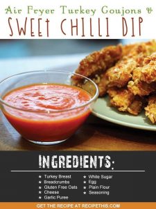Air Fryer Recipes | Air Fryer turkey goujons and sweet chilli dip recipe from RecipeThis.com