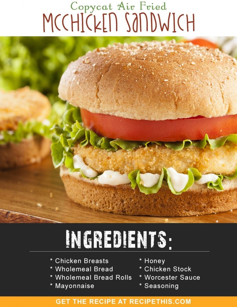 Airfryer Recipes | Copycat Air Fried McChicken Sandwich Recipe from RecipeThis.com