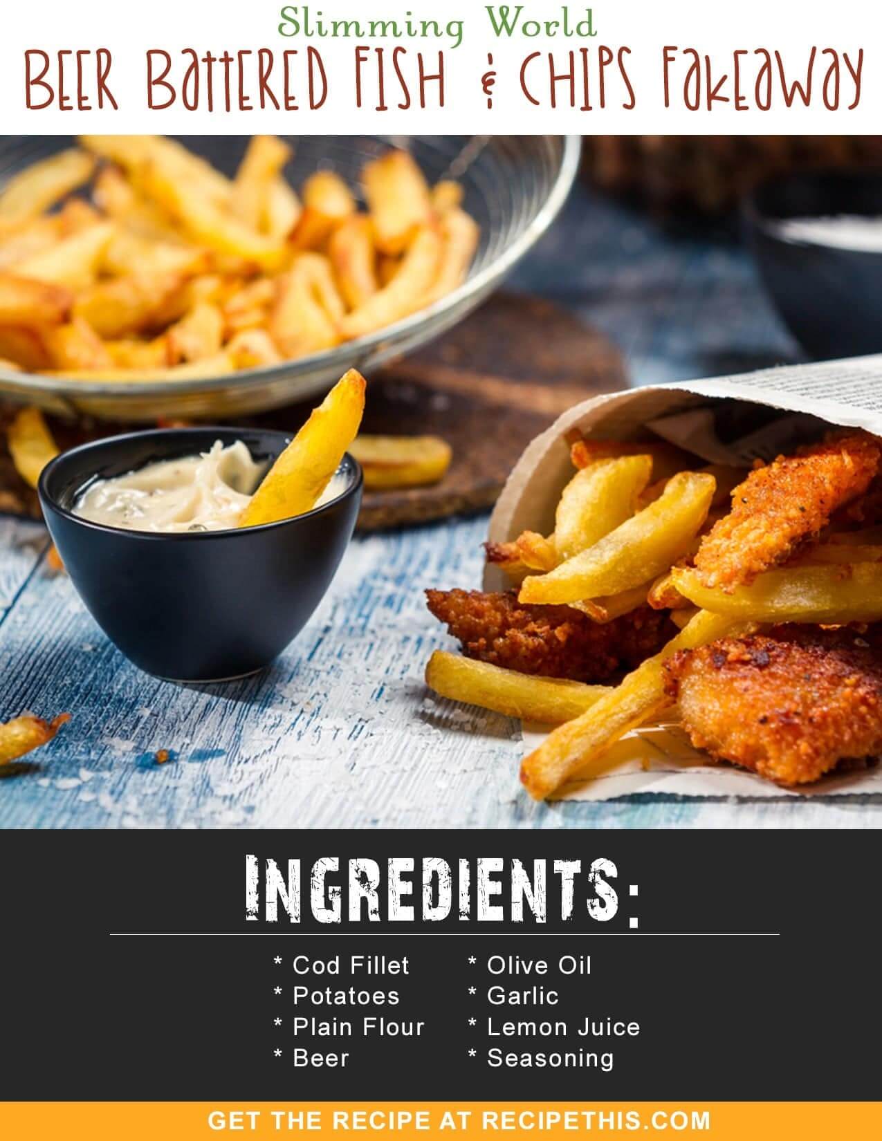 Slimming World Recipes | Slimming World Beer Battered Fish & Chips Fakeaway Recipe from RecipeThis.com