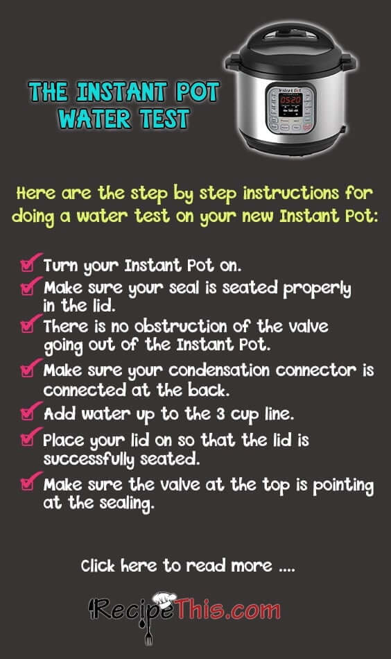 Instant Pot | This is how to perform the initial water test with your Instant Pot Duo 60 from RecipeThis.com