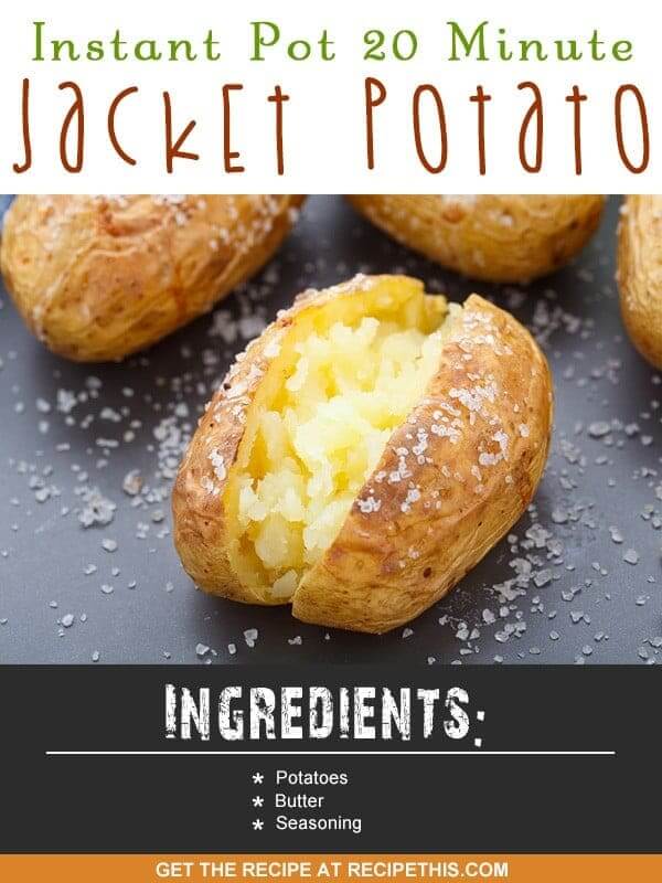 Instant Pot | Instant Pot 20 minute jacket potatoes recipe from RecipeThis.com