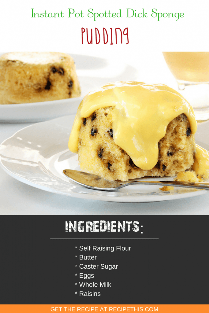 Instant Pot | Instant Pot spotted dick sponge pudding recipe from RecipeThis.com