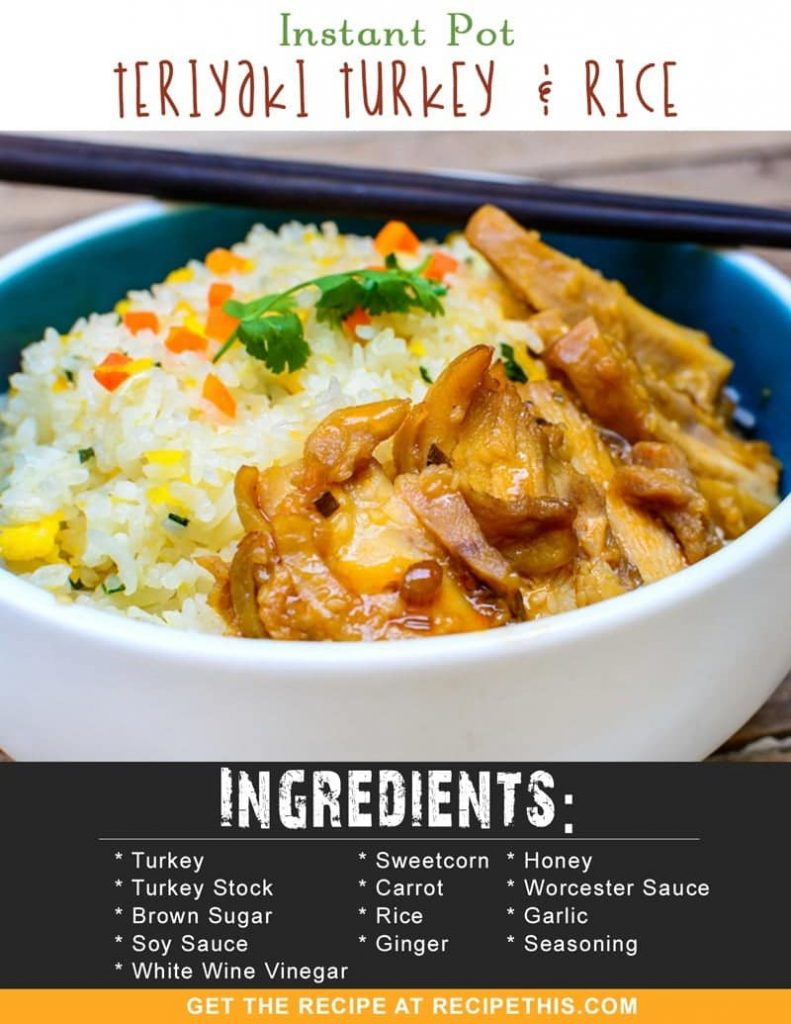 Instant Pot Recipes | Instant Pot Teriyaki Turkey & Rice recipe from RecipeThis.com