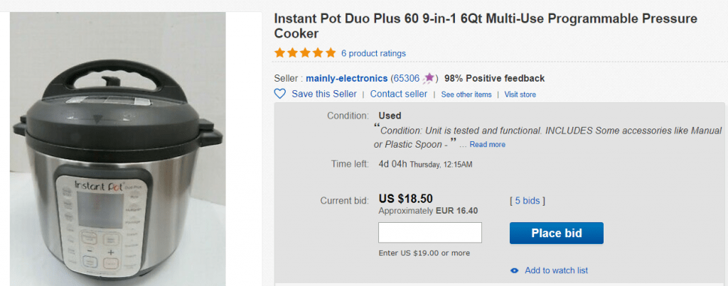 Instant Pot on Ebay - Instant Pot Live Auction