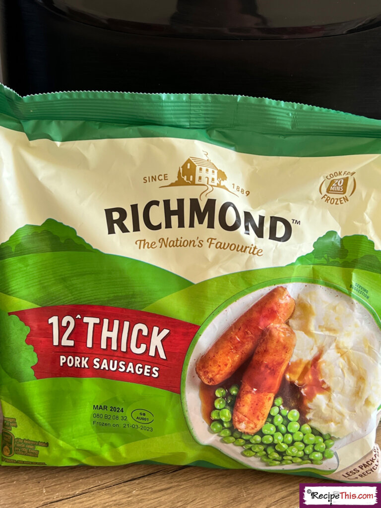 Richmond Sausages Air Fryer Ingredients