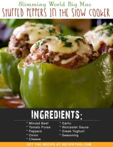 Slimming World Recipes | Slimming World Big Mac Stuffed Peppers In The Slow Cooker recipe from RecipeThis.com