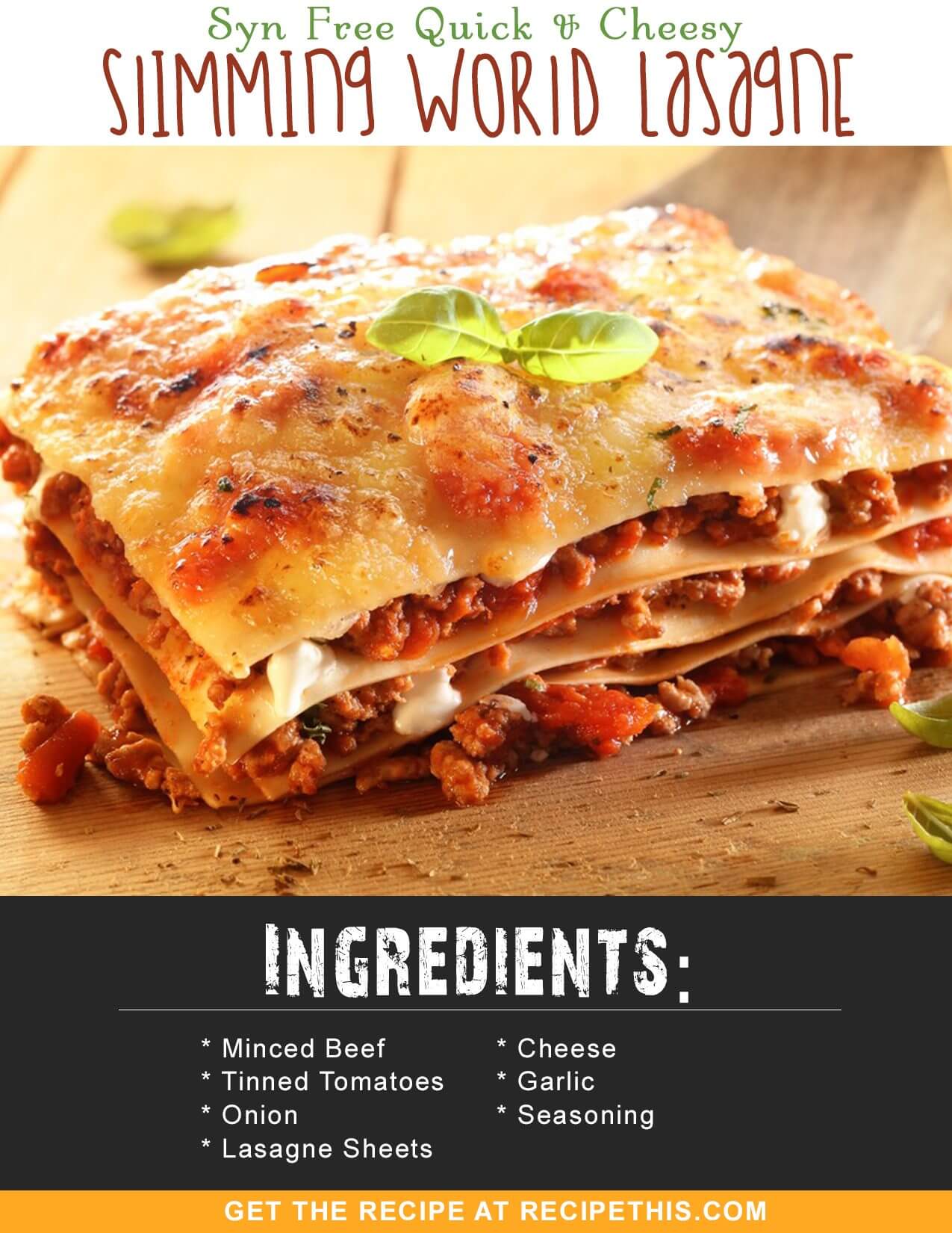 Syn Free Quick Cheesy Slimming World Lasagne Recipe This