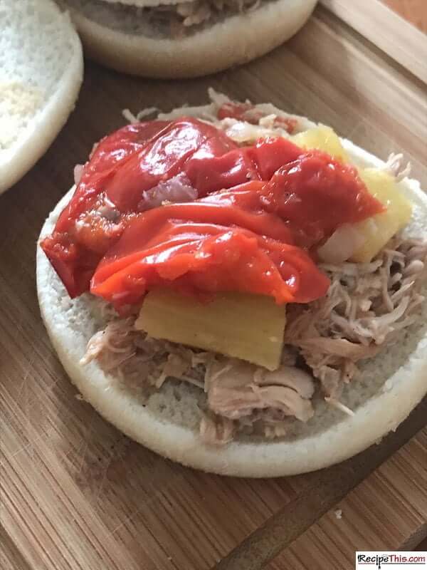 Slow Cooker Pulled Chicken Thighs sandwiches