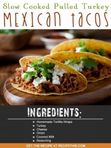 Slow Cooker Recipes | Slow cooked pulled turkey Mexican Tacos recipe from RecipeThis.com