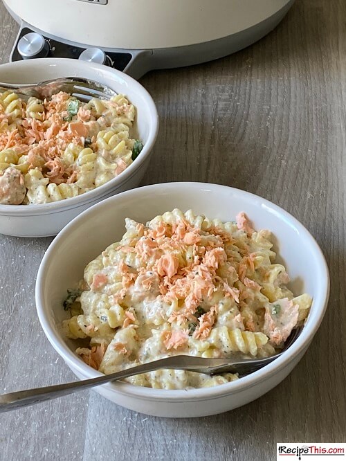 Slow Cooker Salmon Crème Fraiche Pasta