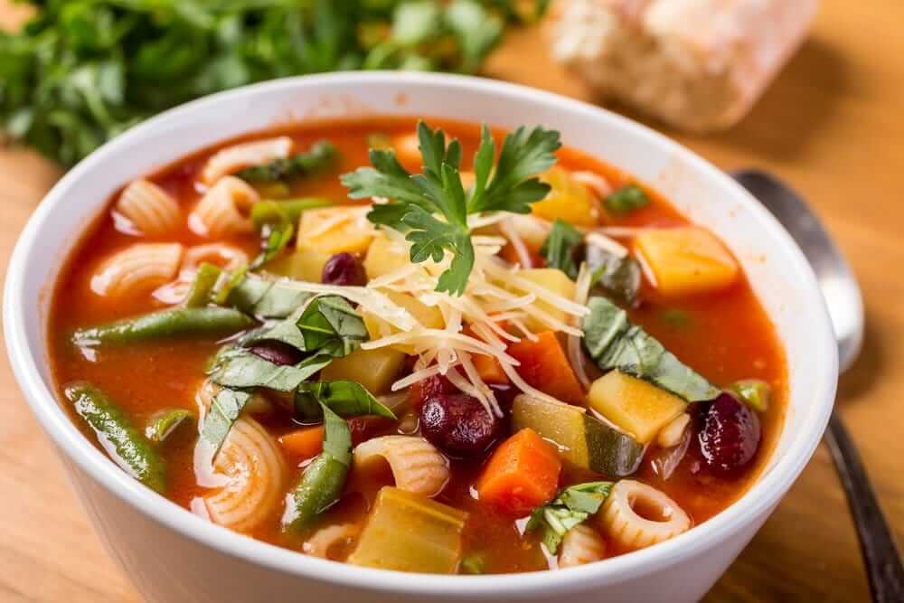 "vegetable pasta bowl soup"