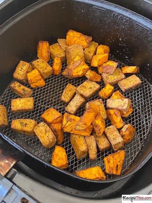 air fried tofu and sweet potato hash