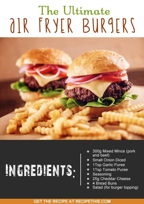 "Burgers cooked in an air fryer"