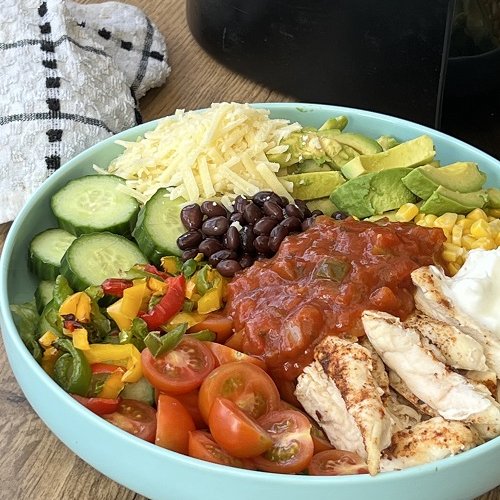 air fryer chicken burrito bowl