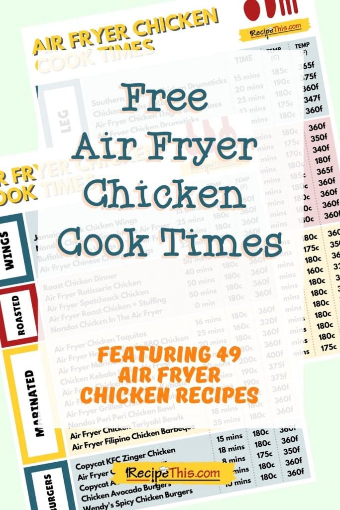 air fryer chicken cooking times printable
