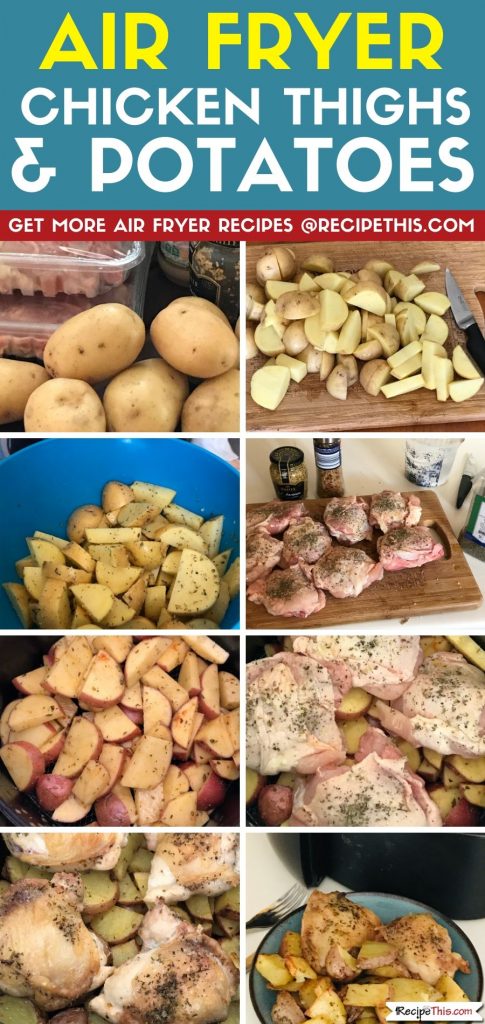 air fryer chicken thighs and potatoes step by step