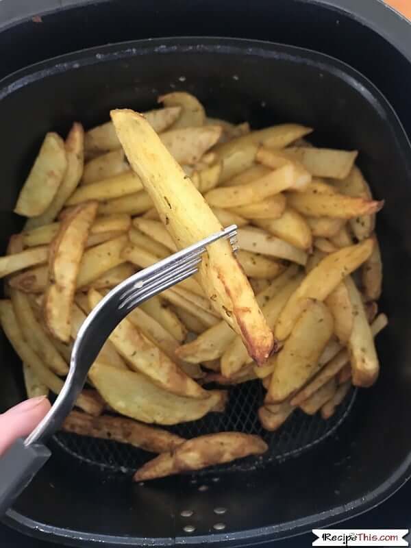 air fryer fries - checking with a fork