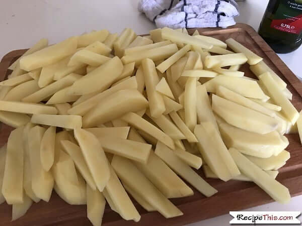 air fryer fries - peeling and slicing