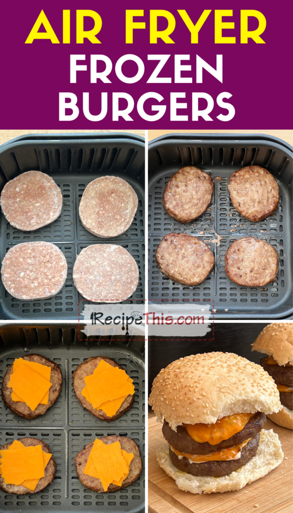 Frozen hamburger shop patties in airfryer