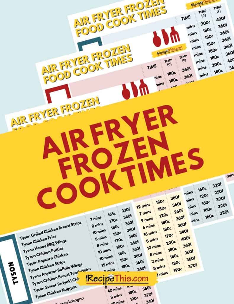 air fryer frozen cook times chart