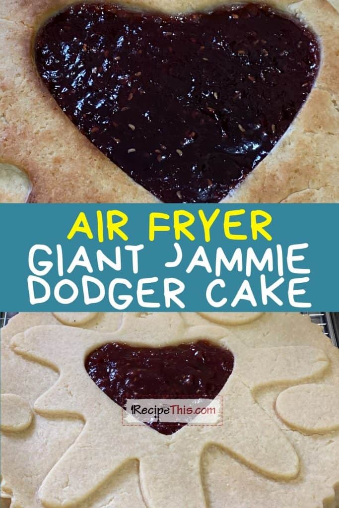 air fryer giant jammie dodger cake at recipethis.com