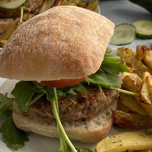 air fryer pork and apple burgers