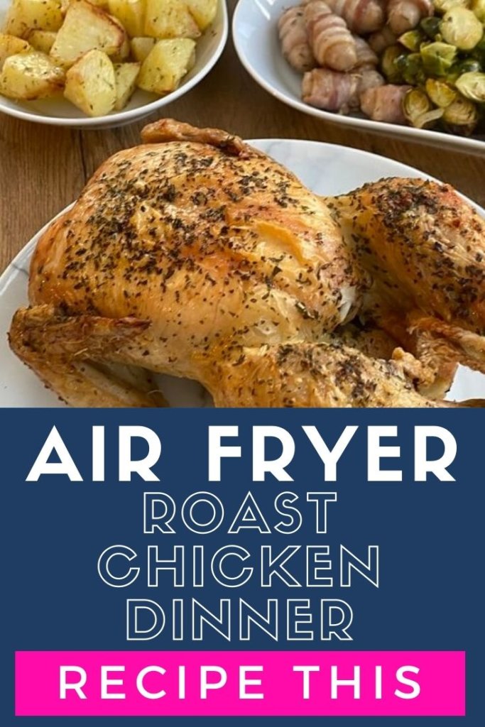 air fryer roast chicken dinner recipethis.com