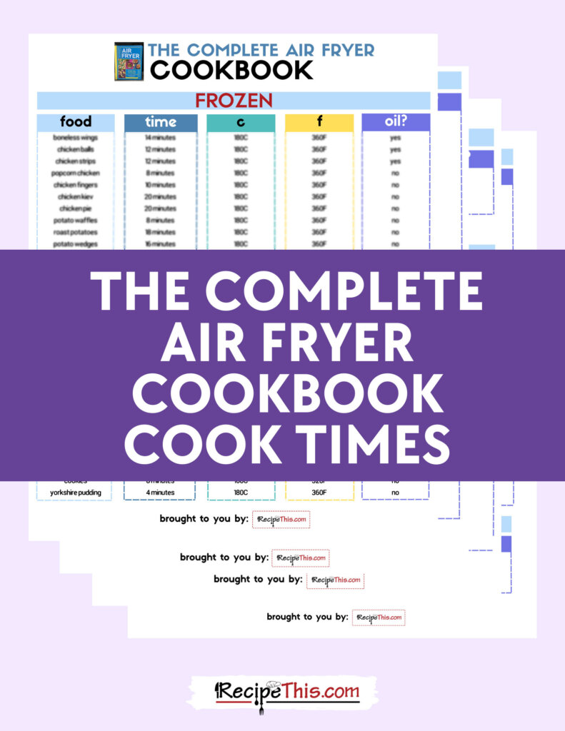 free air fryer chart when you pre order