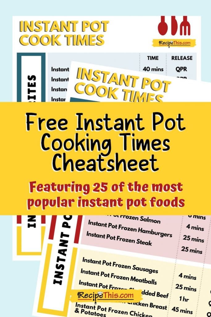 free instant pot cooking times cheatsheet