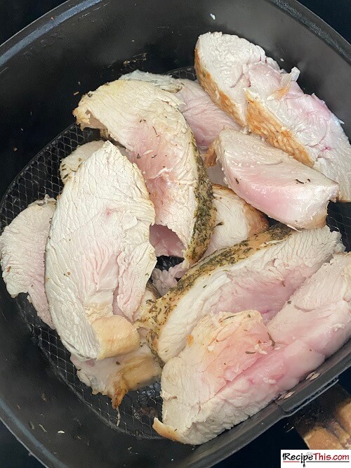 Boneless turkey breast in air outlet fryer