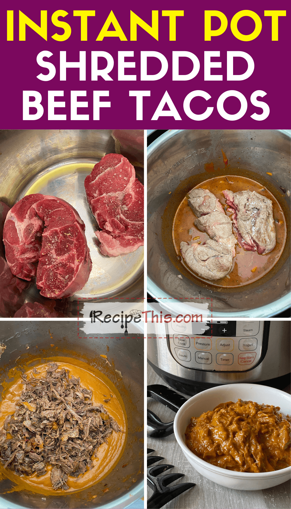 Instant Pot Shredded Beef Tacos | Recipe This