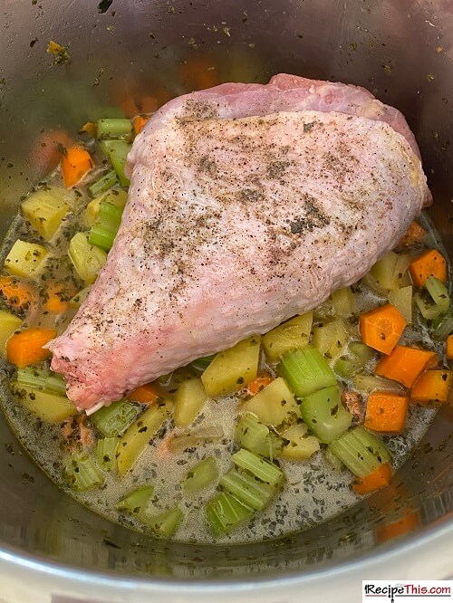 instant pot turkey soup with a turkey leg