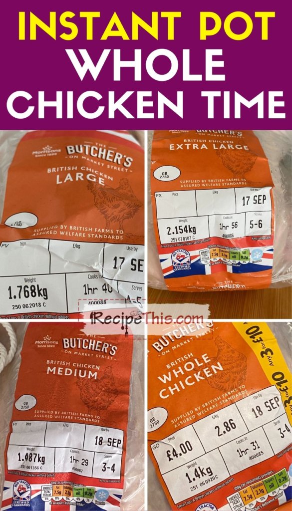 instant pot whole chicken time comparison