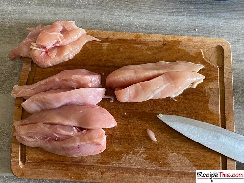 prepping air fryer chicken breast nuggets