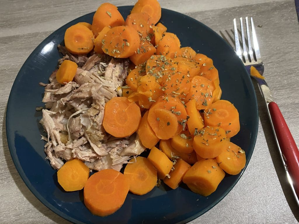 pulled turkey and carrots