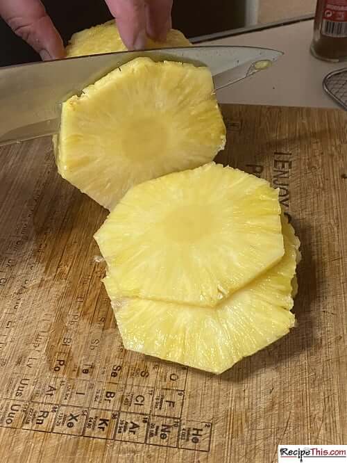 slicing your pineapple for Dried Pineapple