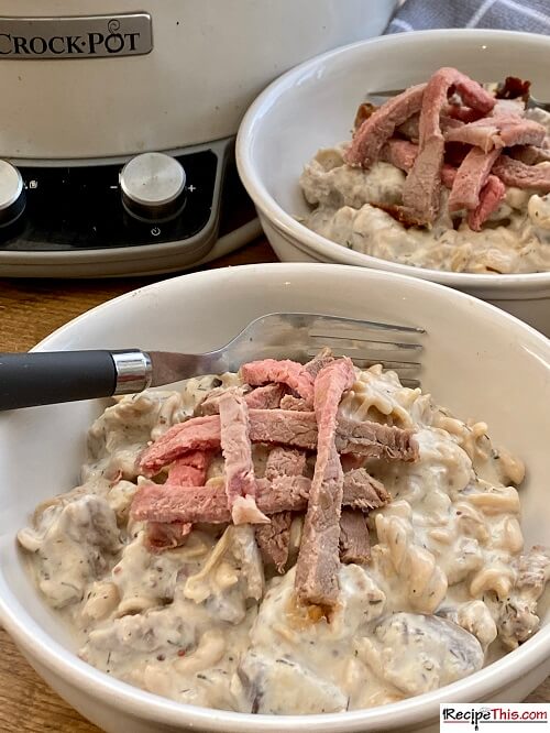 slow cooker Leftover Prime Rib Stroganoff