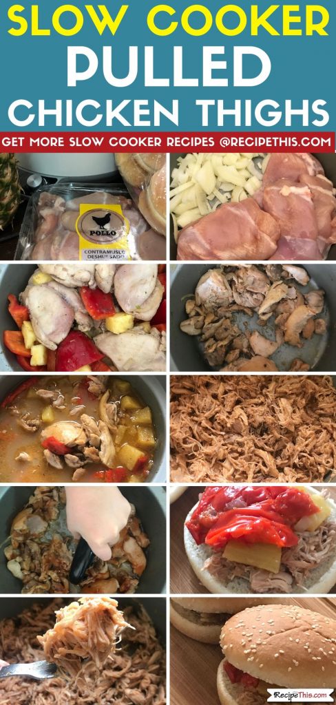slow cooker pulled chicken thighs step by step